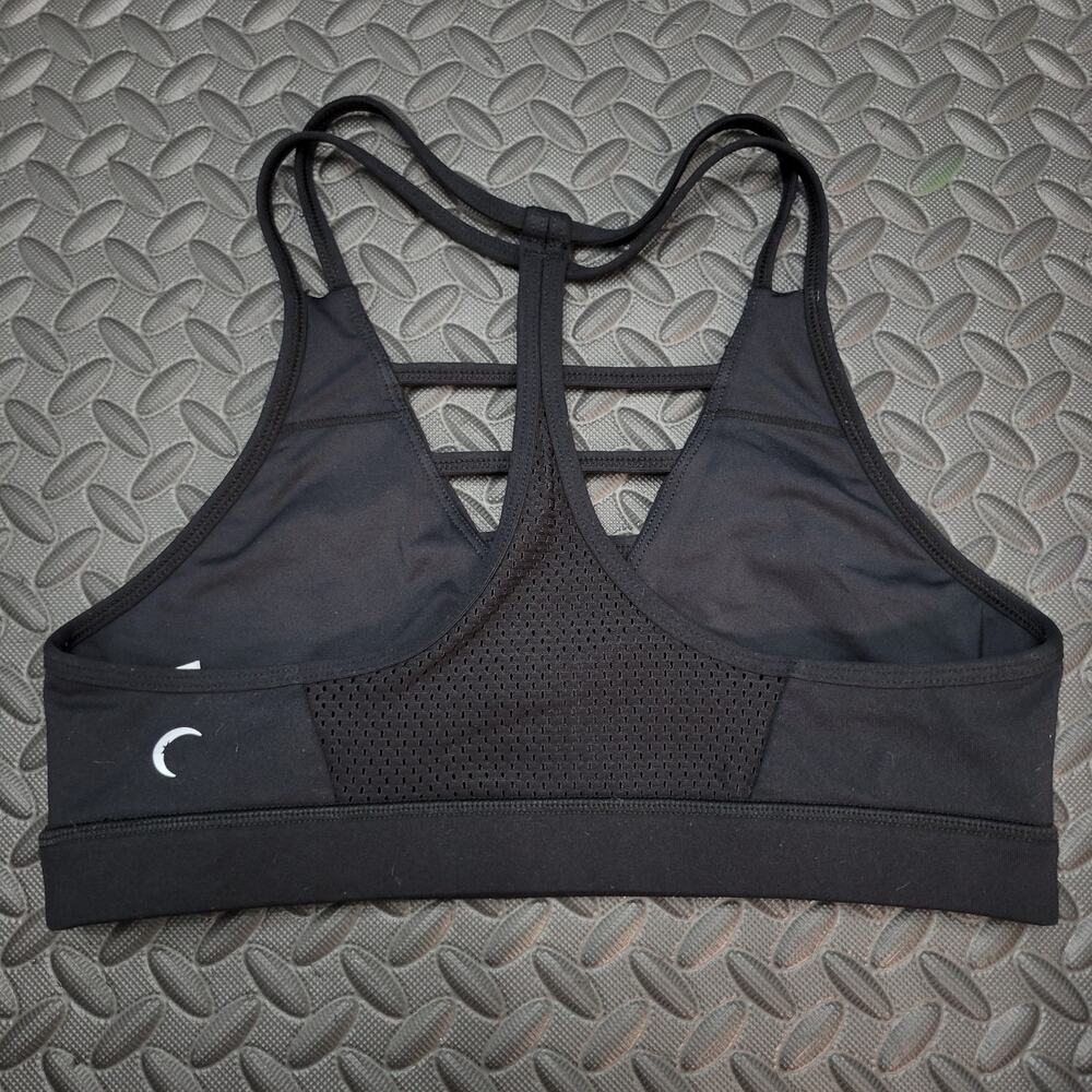 Zyia Active Black Strappy Mesh Sports Bra Medium Yoga Activewear Athleisure Gym